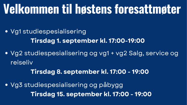 Lenke til artikkel: Velkommen til høstens foresattmøter